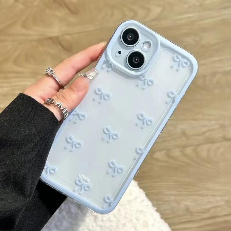 Cute Purple Pink Bow Soft Clear Case Protection for IPhone 15 14 13 12 11 14 Pro Max Soft Camera Protection Case for IPhone 15