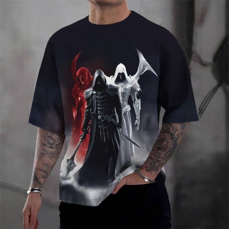 

Трендовая мужская футболка с 3D цифровой печатью, футболка с коротким рукавом, повседневная спортивная футболка 6xl чёрный