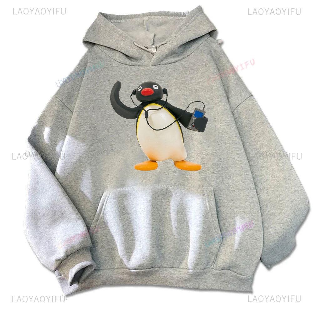 Music-listening Penguin Emotion Autumn Winter Hoodies Men Fashion Long Sleeve Sweatshirts Women Streetwear Pullovers Sudaderas