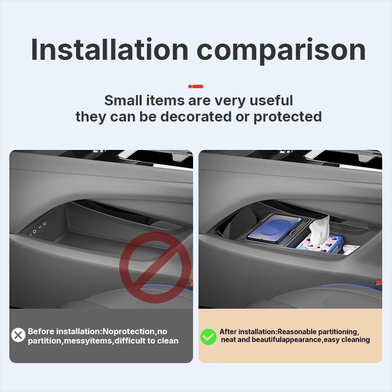 For Tiguan L Pro 2025 2026 Central Control Storage Box, Double Layer Waterproof Anti-Slip Car Organizer with Privacy Cover