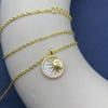 Exquisite S925 Sterling Silver Sun Necklace with Gold-Plated Freshwater Mother-of-Pearl
