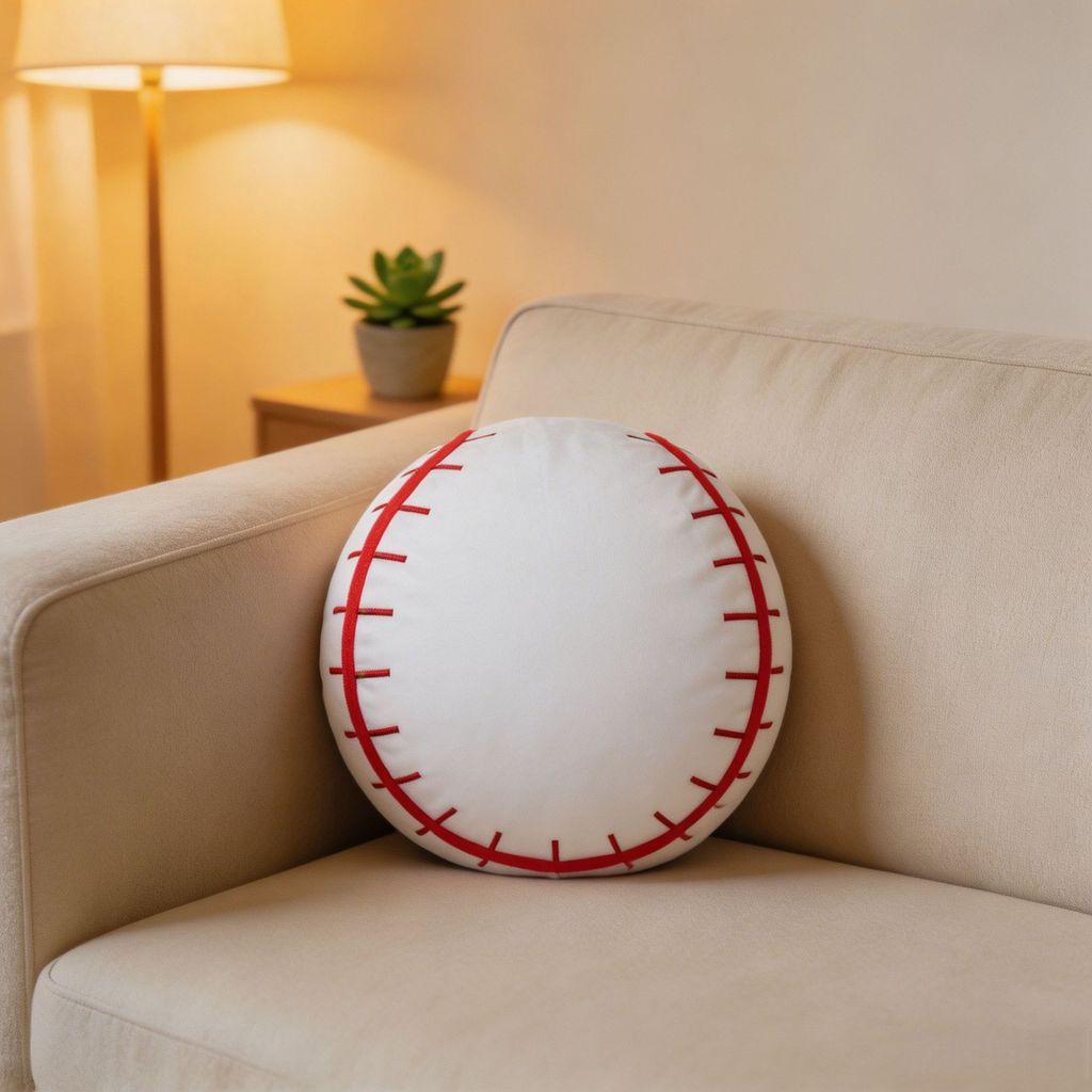 Sports Style Baseball Pillow With Plush Cover For Kids And Teens Comfort