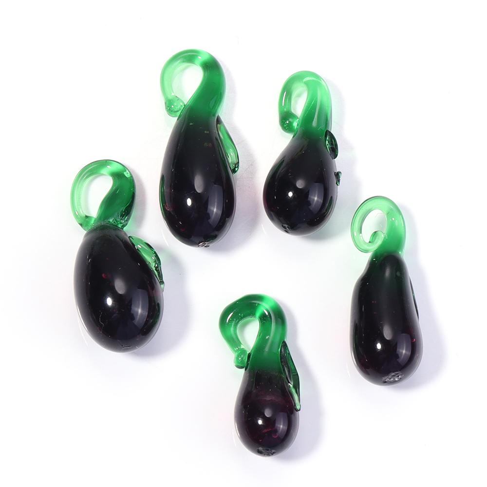 

5pcs/lot Vegetables Fruit Glass Charms Pendant Lemon Watermelon Eggplant Grape Pendants For DIY Jewelry Making Necklace Earrings баклажановый