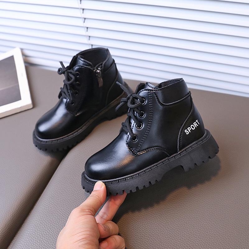 Children's Martin Boots Leather Boots Girls Boots 2025 Autumn New British Style Boys Short Boots Medium Children Single Boots