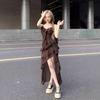 Coffee Break French Irregular Ruffle Edge Suspender Dress Women's Summer Niche Design Sexy Seaside Vacation Dress