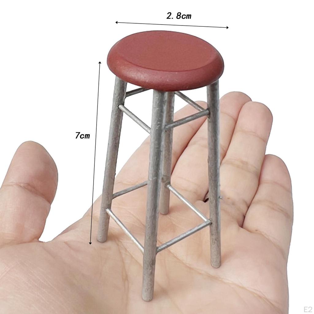 1: 12 Doll House Wooden Bar Chair, Pretend Play Toy Ornament Scene Decor Mini Furniture