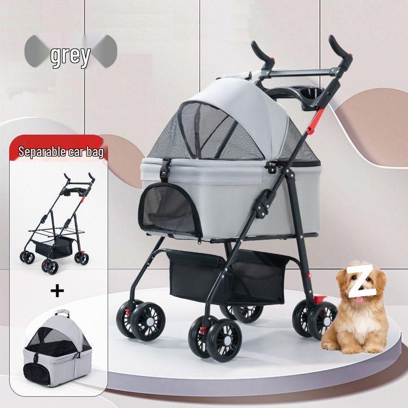 Lightweight Foldable Pet Stroller with Detachable Basket for Dogs and Cats