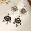 Fashion Light Luxury Crystal Fringed Earrings, Retro Ethnic Style Handmade Studs, Bohemian Temperament Crystal Earrings.