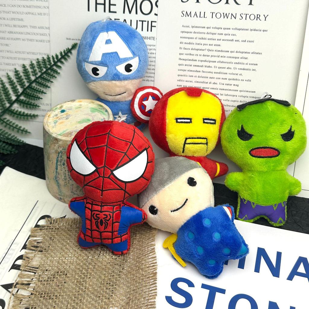 Q Version Avengers Plush Keychain: Captain America & Spider-Man Anime Dolls