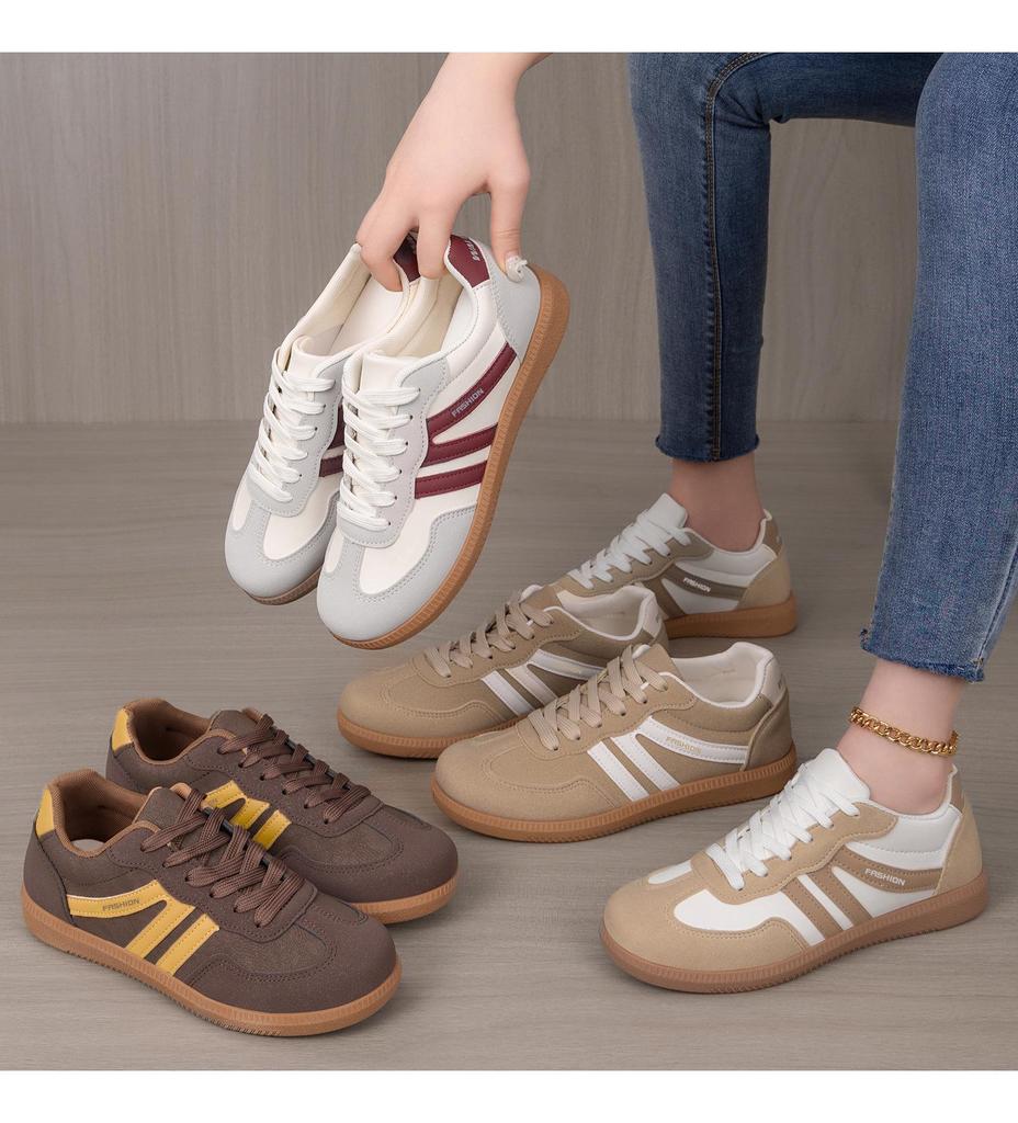 Spring Retro Women's Color-Block Training Shoes - Plus Size Lace-up Athletic Casuals