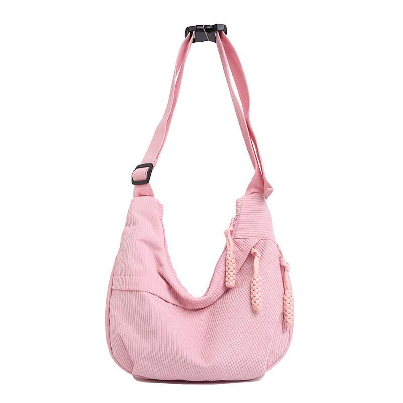 Female Corduroy Tote Bag Large Capacity For Daily Casual Use With Zipper Closure