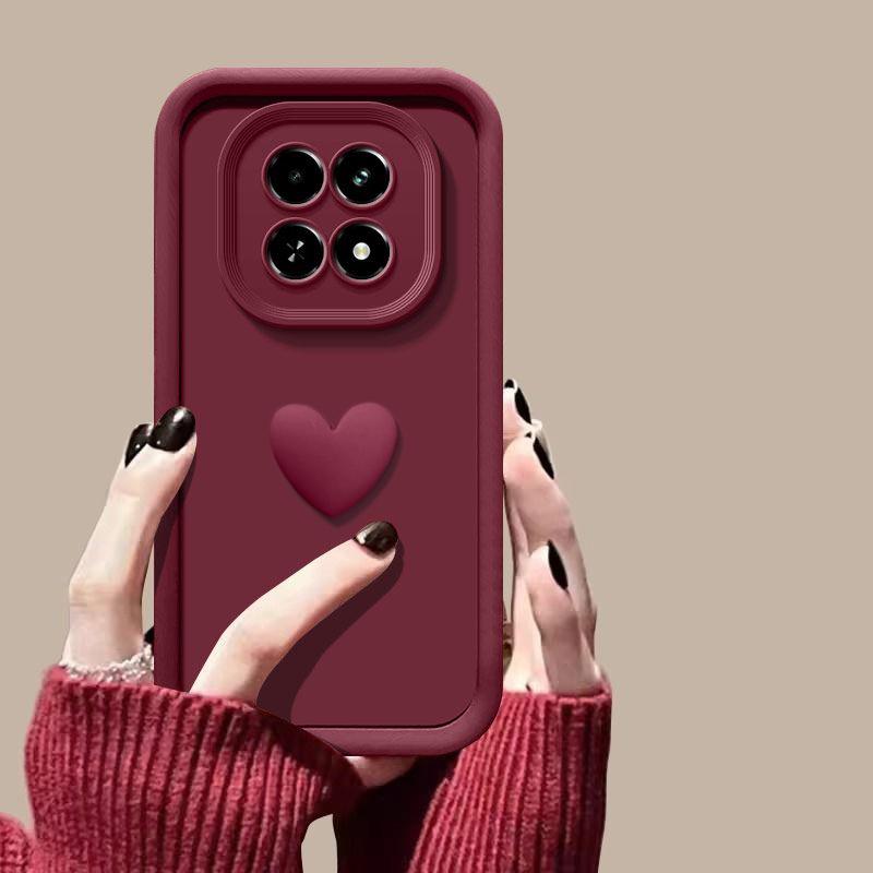

Для Xiaomi Redmi Note 14 Pro 5G Чехол Redmi Note 14 Pro 4G Чехол Крышка Матовая Задняя Крышка 3D Милые Силиконовые Чехлы для Телефона с Сердечками Любви Redmi Note 14 Pro 4G вино красного