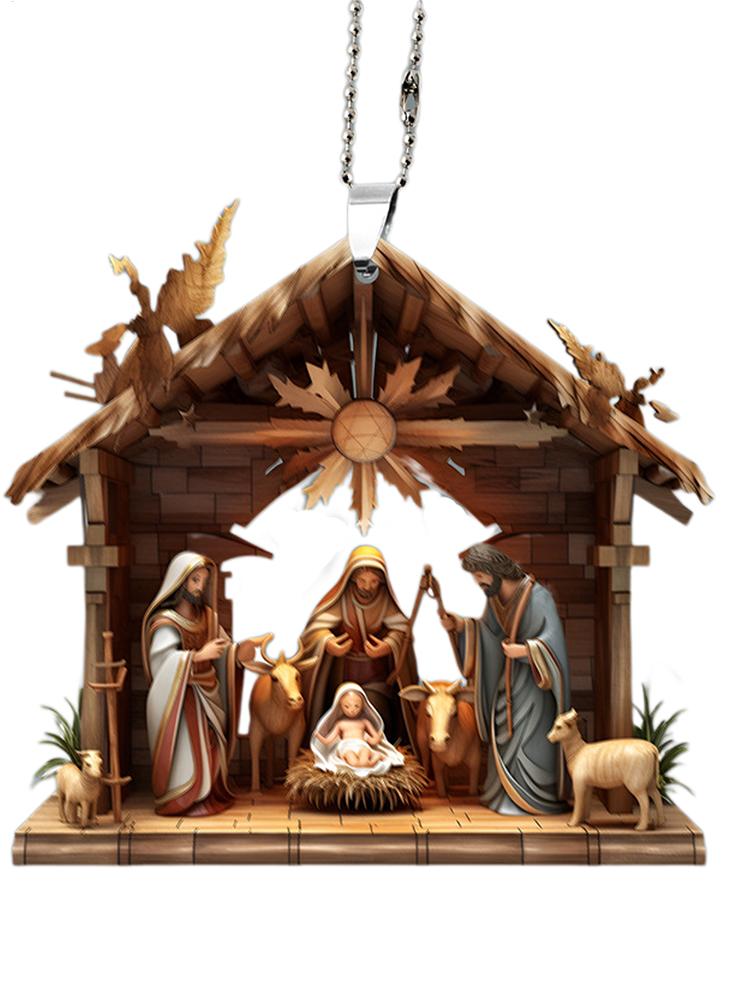 Nativity Scene Ornaments the Birth of Jesus Decor Nativity Scene Christmas Tree Decoration Acrylic Nativity Scene Pendant