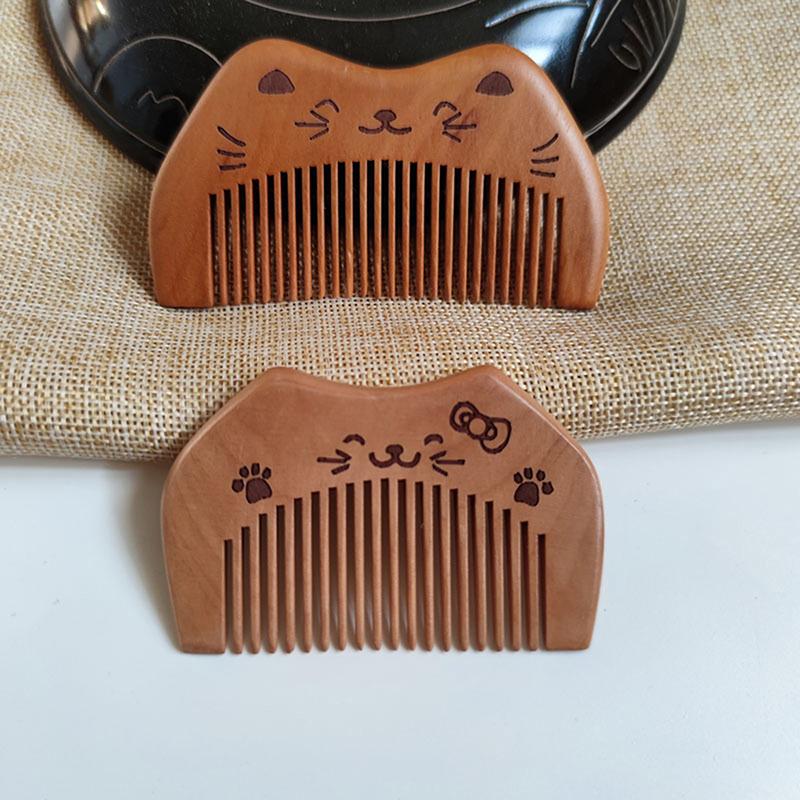

Расческа из персикового дерева, симпатичная расческа для кошек, массажная головка гребня «меридиан гуаша», расческа из сандалового дерева, переносная расческа для детей