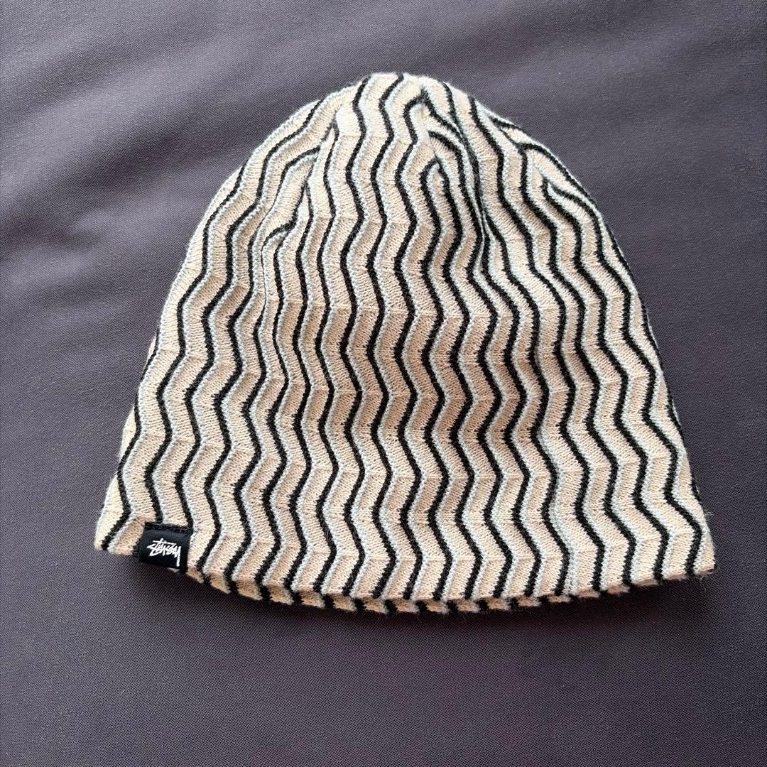 Used Stussy Stussy knit hat beanie wave pattern