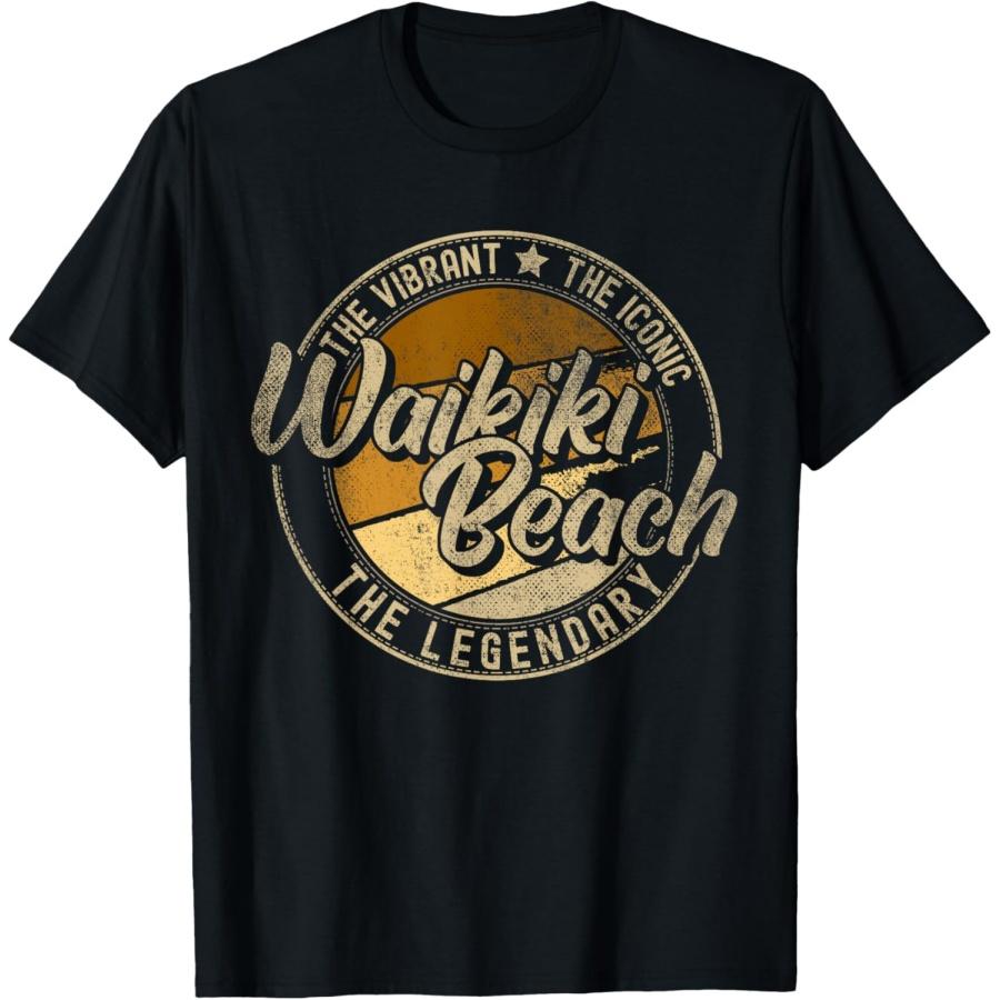 Пляж Вайкики HI _ Гавайи _ Винтажная Потертая Футболка для Мужчин Женщин Девочек Детей S