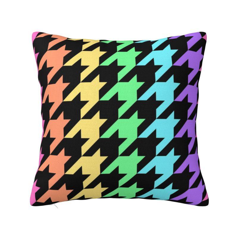 

Custom Houndstooth Black And White Checkered Pillow Covers for Sofa Dogstooth Geometric Luxury Cushion Cover Soft Pillowcase 30x30cm 12x12in