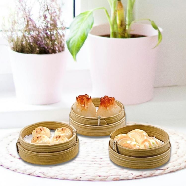 Detailed Miniature Steamer Buns Dumplings Set 1/12 Scale Doll House Realistic Kitchen Restaurant Scene Display Decors