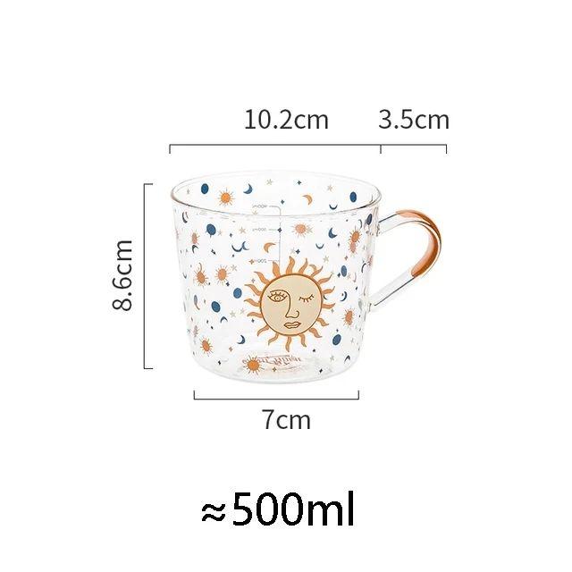 YWDL 500ml Mug Créatif en Verre avec Échelle et Poignée Lait Petit Déjeuner Café Mug Couple Gobelet Maison Verres à Eau Tasses Jus de Fruits
