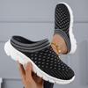 Women's Breathable Knit Mule Sneakers Lightweight Slip-On Backless Shoes with Chunky Sole