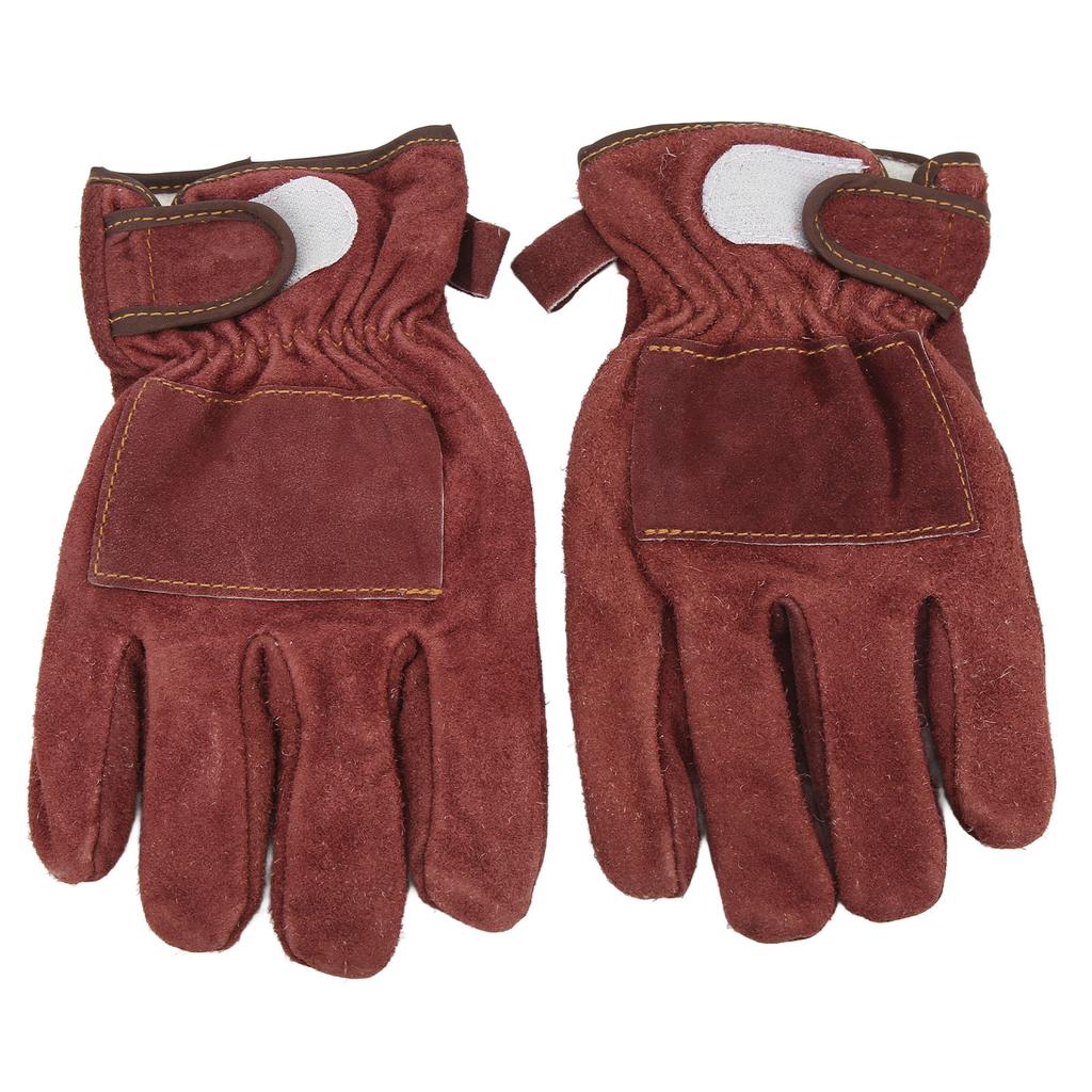 Heat Resistant Gloves Calf Leather Polyester Hand   BBQ Grill Oven Mitts Short Type