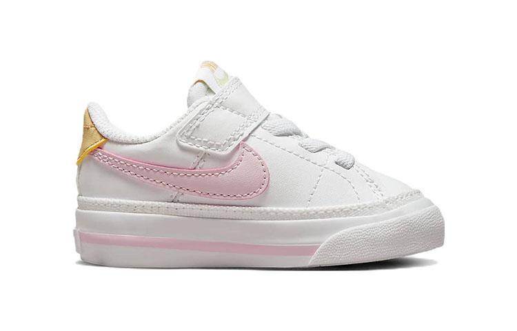 Nike Court Legacy Abrasion Resistant Low top Skateboard Shoes White Pink Baby DA5382-115