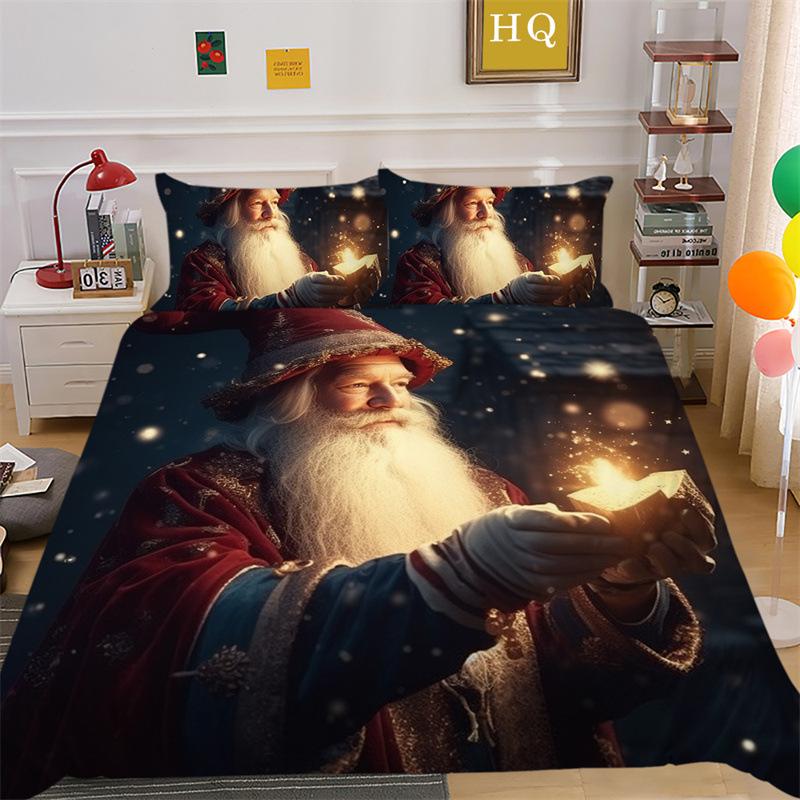 Christmas Gift 3D Printed Polyester Pillowcase Quilt Cover Two Or Three-Piece Set Is Available