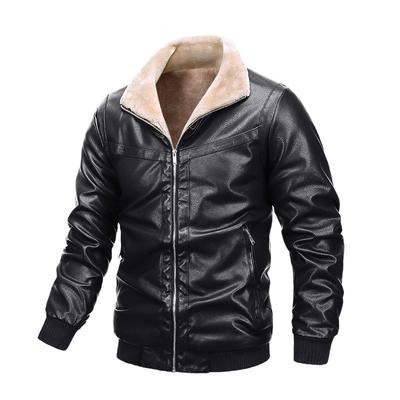Winter Herren Lederjacke Fleece Lederjacke, Verdickter Mantel Herrenjacke