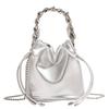 Silver Wandering Woven Chain Bucket Bag, New Female Niche High-end Sense, Hand-held Crossbody Small Bag, Shoulder Bag