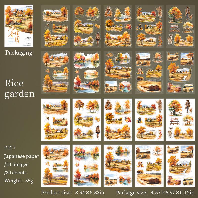 20 Sheets Per Pack of Sticker Book Garden Seasons Series Landscape Landscape Handbook Decorative Collage Bottom 4 Models