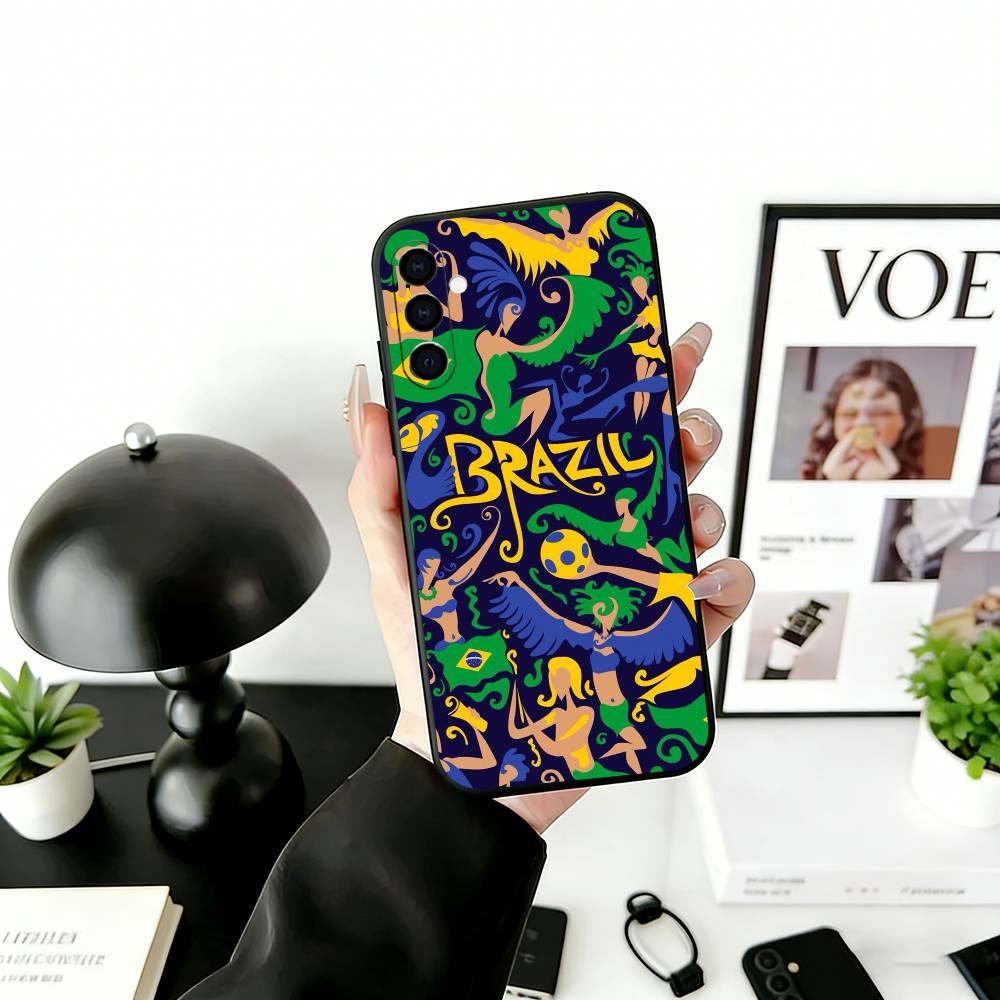 B-Brazil B-Brazilian Flag Phone Case For Samsung Galaxy A73,A72,A71,A70,A53,A52,A51,Soft Silicone Black Cover