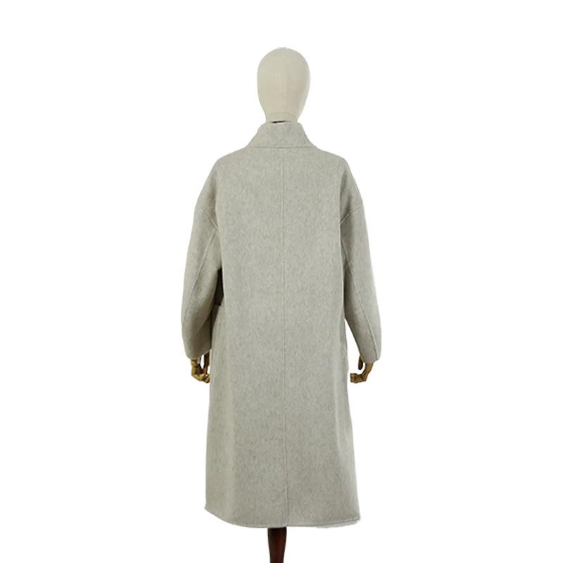 New long stand-up collar wool double-sided woolen coat temperament loose wool coat women