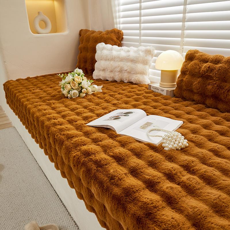 Premium Winter Plush Bay Window Cushion Thick Fluffy Mat for Tatami Balcony Home Decor Comfortable Soft Cover