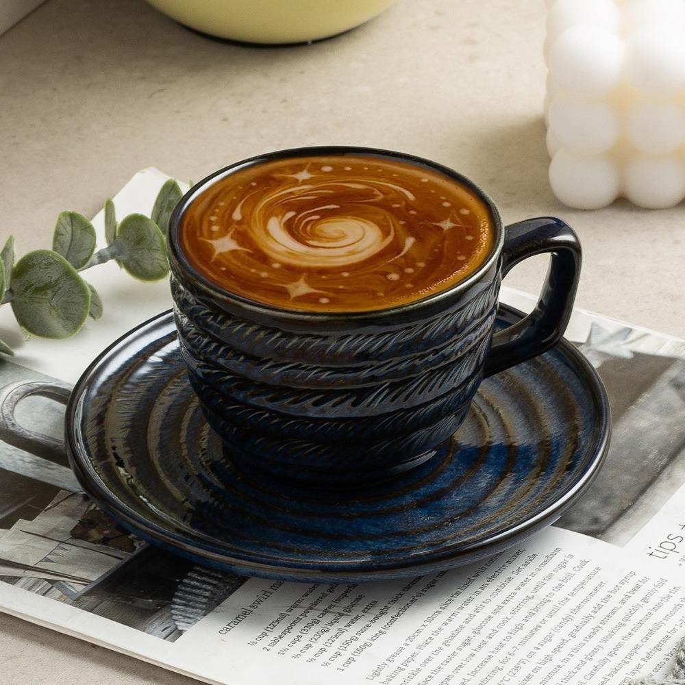Elegant Cappuccino Cups Embossed Floral Latte Cup Creative Coffee Mugs Cafe