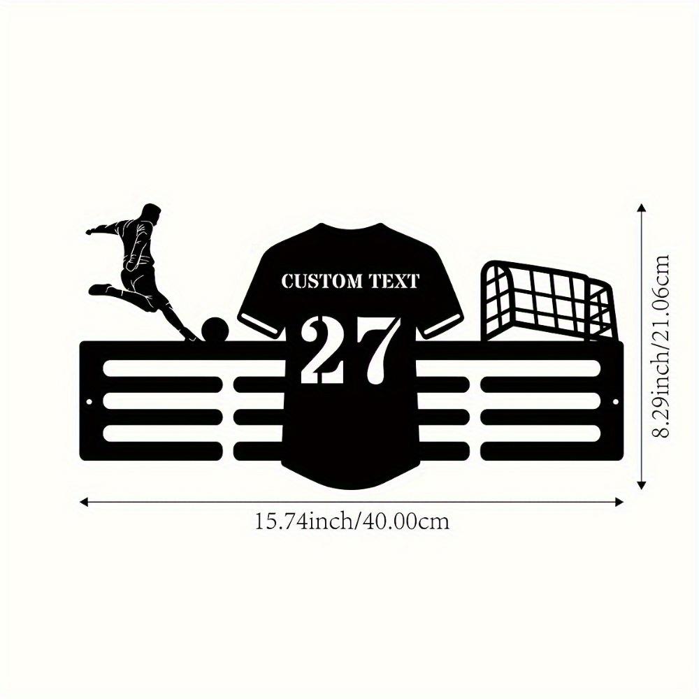 Personalized Soccer Trophy Metal Wall Rack | Custom Sign & Hooks for Kitchen, Lounge, Veranda Decor | Customizable Gift