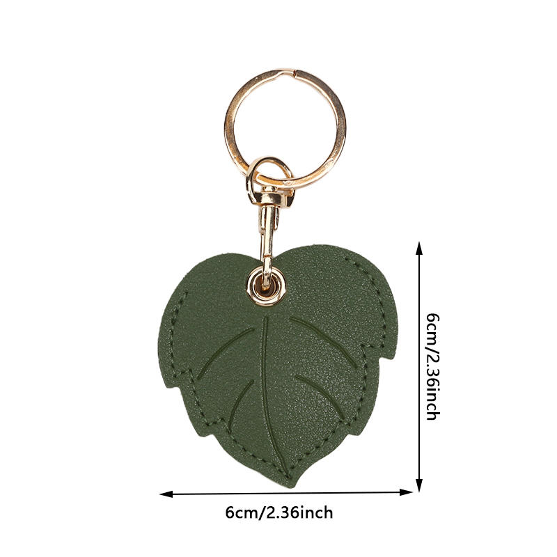 Useful PU Leather For Airtag Protective Sleeve Access Control Card Cover With Keychain Cartoon Leaf Badge Card Holders