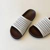 Cowhide Version~ Korean Fishing Net Woven One-word Slippers for Women To Wear 2025 Summer Thick-bottomed Beach Vacation Cool Slippers