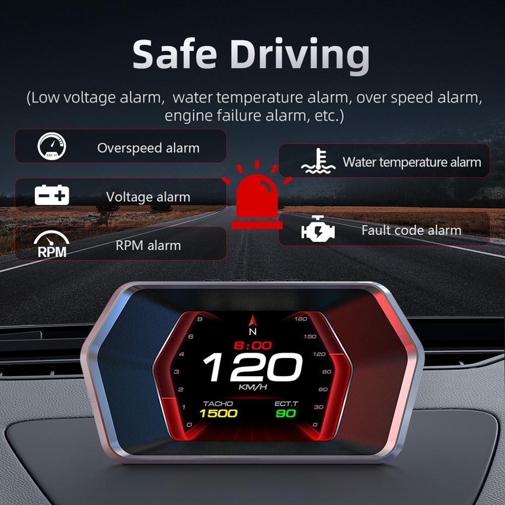 Car HUD On-BD & GPS Dual System Digital Speedometer Speed Meter for Most Cars China Mainland