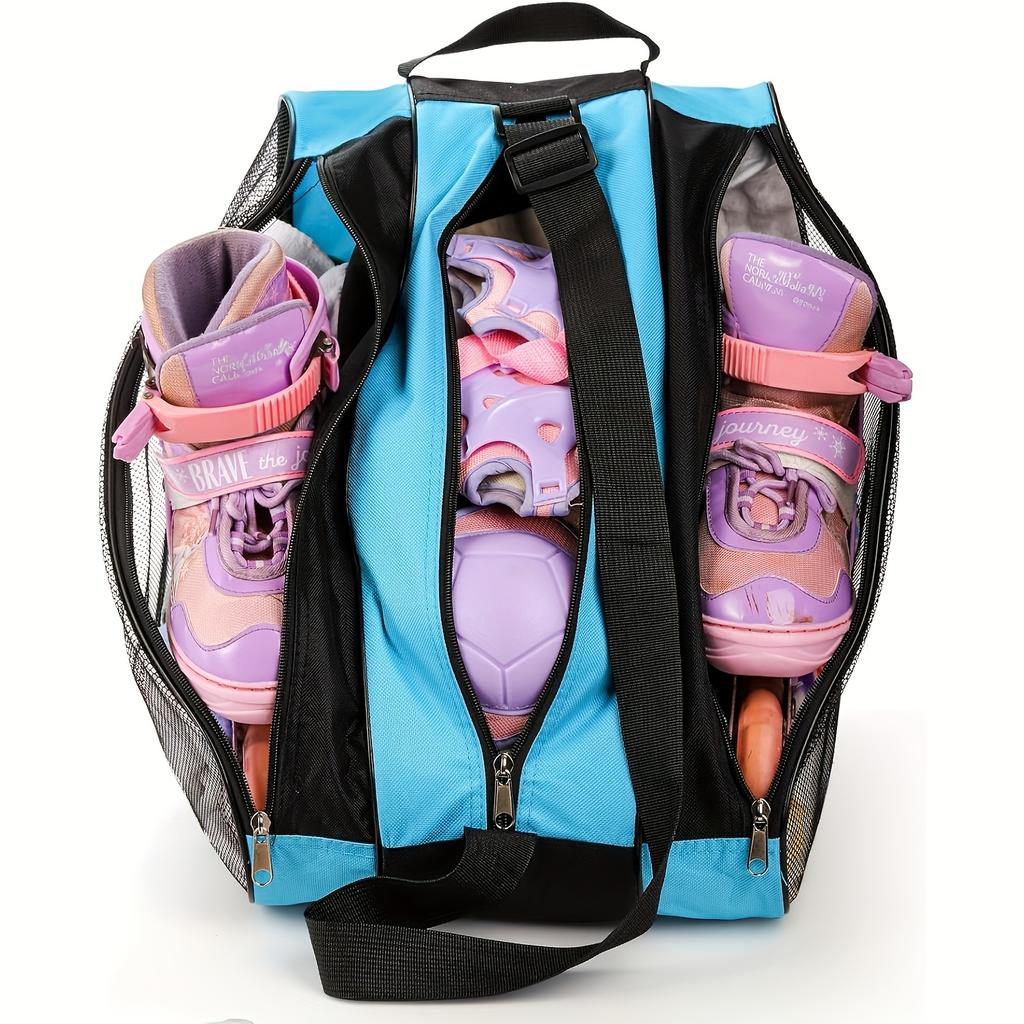 3-lagige Hockey- und Eislaufschuhtasche, großes Fassungsvermögen mit robuster Schuhaufbewahrung, verstellbarer Schultergurt und Logofenster
