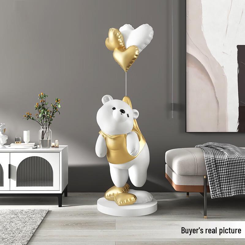 Vibrant Bear Floor Tray Statue