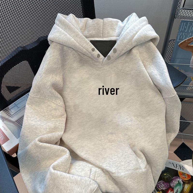 Men's Trendy Velvet-Lined Hooded Sweatshirt: Autumn/Winter Versatile Loose Streetwear Pullover Jacket