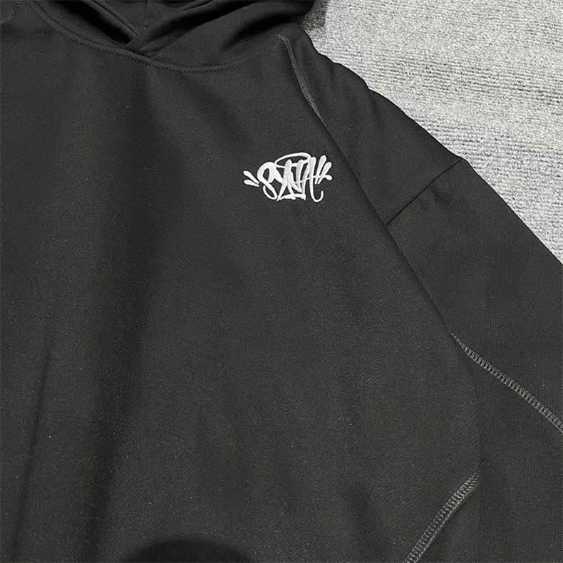 Syna Hip Hop Haftowany Zestaw Bluza i Szorty - Unisex Aksamitny Streetwear