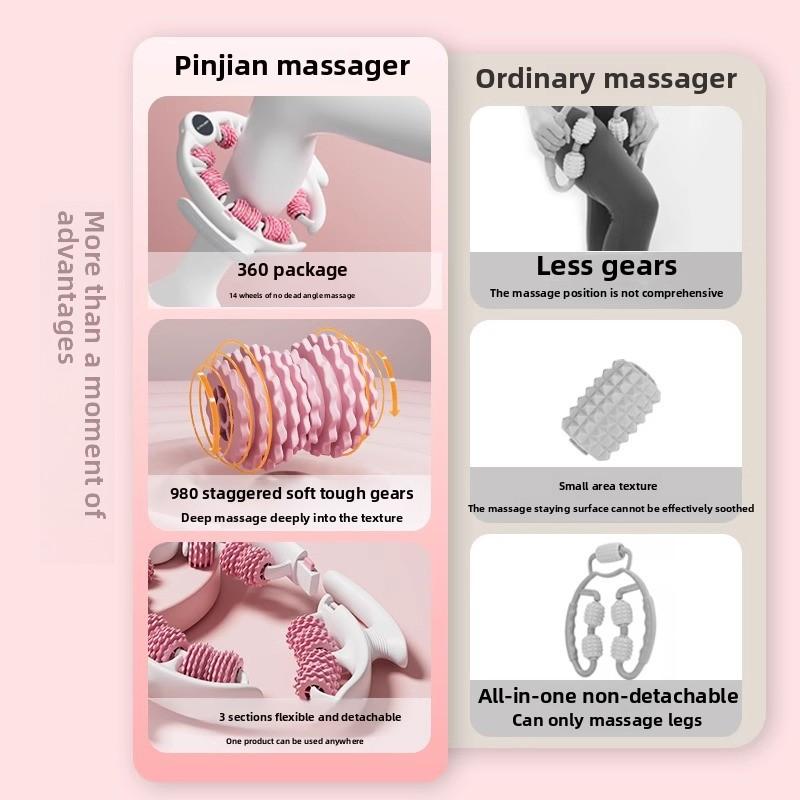 Contoured Leg Massager - Muscle Relief Roller with Ergonomic Ring Design for Post-Workout Recovery & Yoga Support
