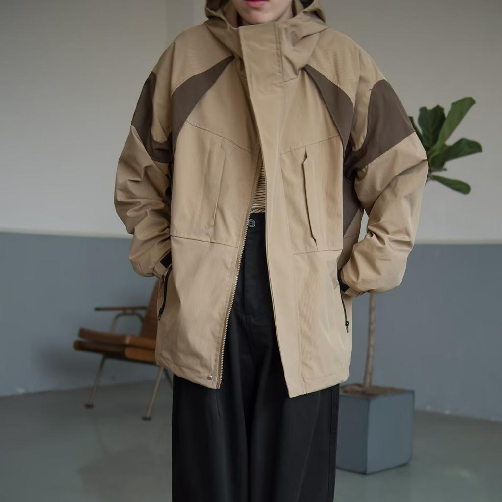 Functional Hooded Jacket Jacket for Men In Spring and Autumn New Color Matching Handsome Casual Sports Workwear Jacket Trendy