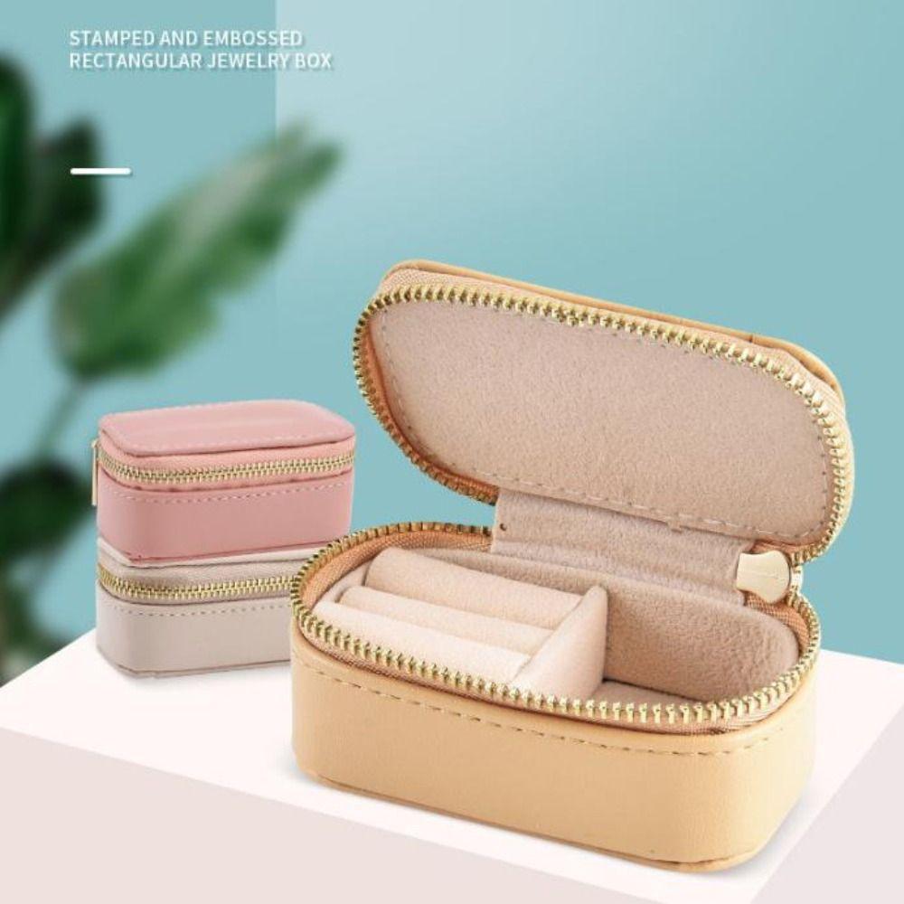 Vintage Necklace Ring Case Zipper Earring Organizer Lightweight Mini Portable Jewelry Box  Outdoor