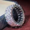 2026 hand jewelry European and American fashion feng shui drop shape double-row zircon ring Women's personality light luxury ring
