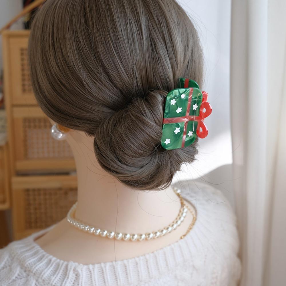Bow Acetic Acid Hair Claw Bell Creative Shark Clip Fashion Christmas Shark Clip  School