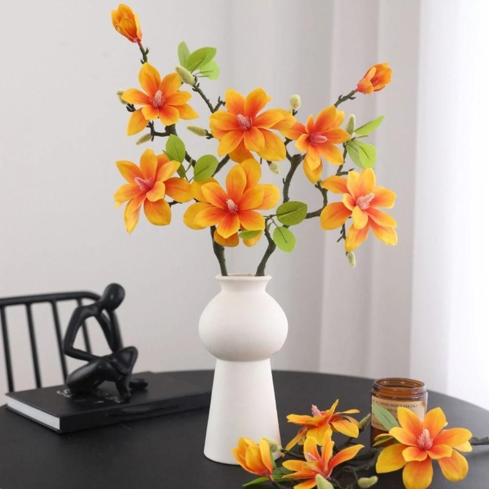 Handmade Artificial Magnolia Flower Realistic Fake Silk Flower Simulation Orchid  Landscape Design