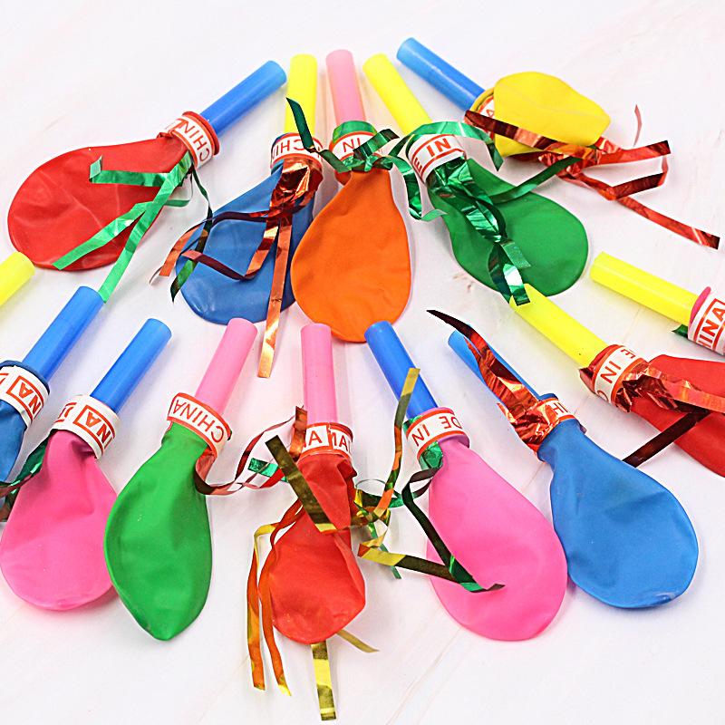 

50pcs Colorful Blowouts Whistle Blowing with Balloon for Kids Birthday Party Favors Decoration Children Toys Home Decor Supplies 8cm