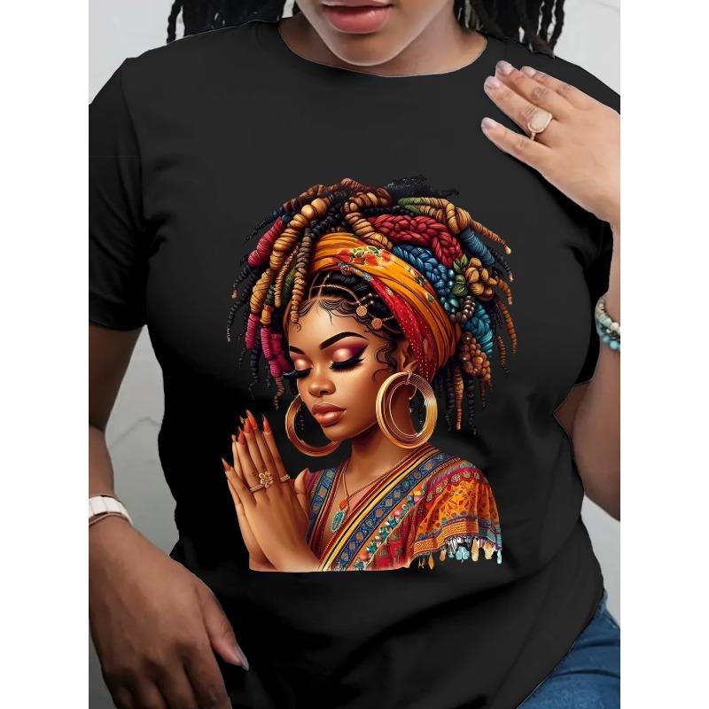 European size , Short-sleeved African-style T-shirt| African Women's Print, Suitable for All Seasons